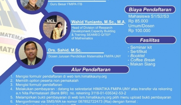  LOMBA DAN SEMINAR MATEMATIKA (LSM) XXVII HIMATIKA FMIPA UNY, 02 - 02 Mar 2019