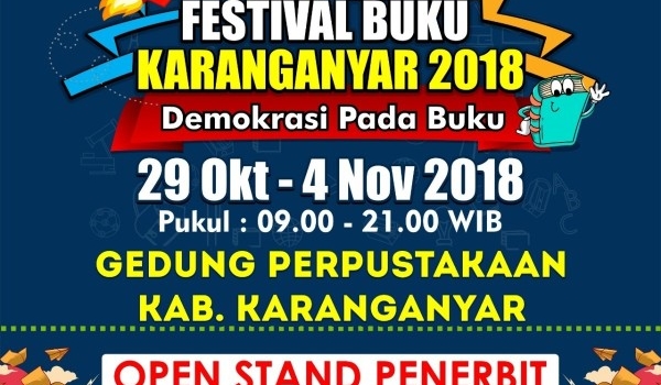 (Open Volunteer Lomba Anak) Festival Buku Karanganyar 2018 / 29 Okt 2018 - 04 Nov 2018 , 09:00 - 21:00