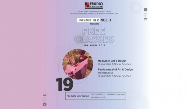 FREE TRIAL CLASSES - ERUDIO SCHOOL OF ART- HIGHSCHOOL LEVEL JAKARTA /  Thu 19 April 2018